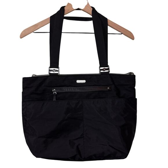 BAGGALLINI Tote Bag Black Laptop Case Travel Carry On Nylon Shoulder Bag - Picture 1 of 14